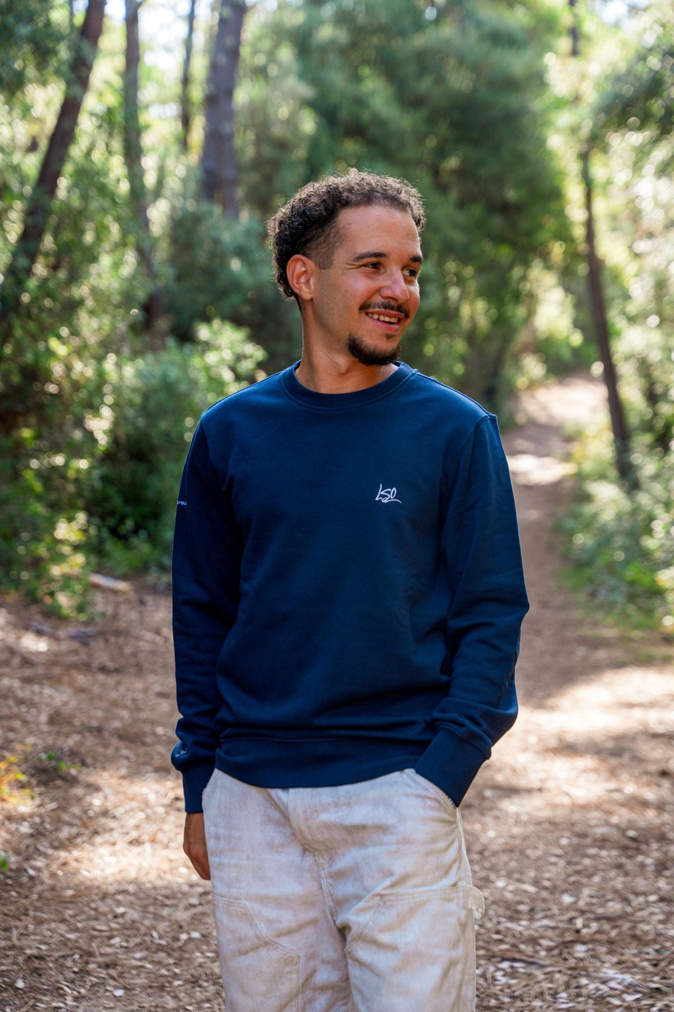 Sweat-shirt col rond surfeur mixte bleu marine
