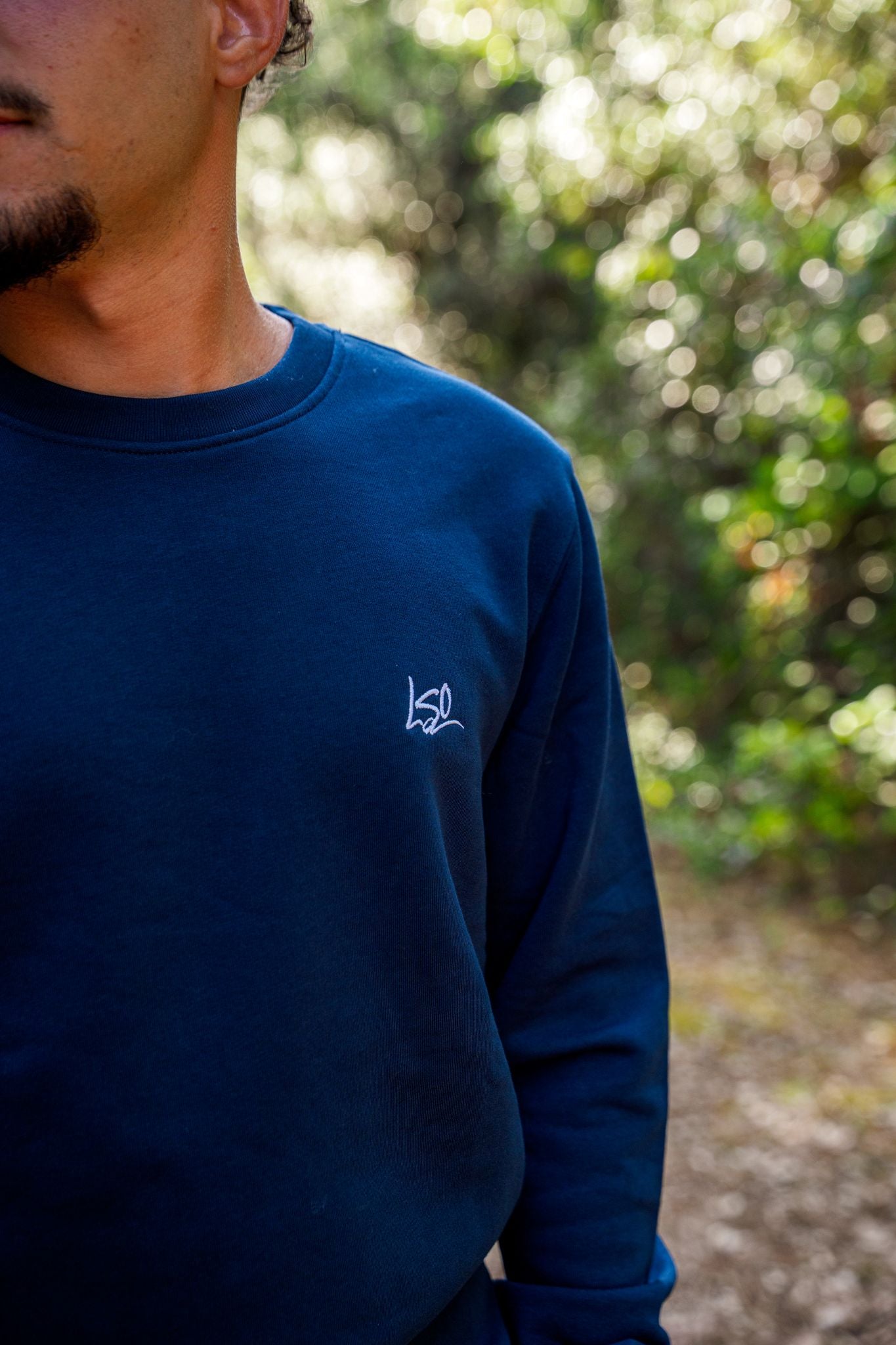 Sweat-shirt col rond mixte pendule bleu marine