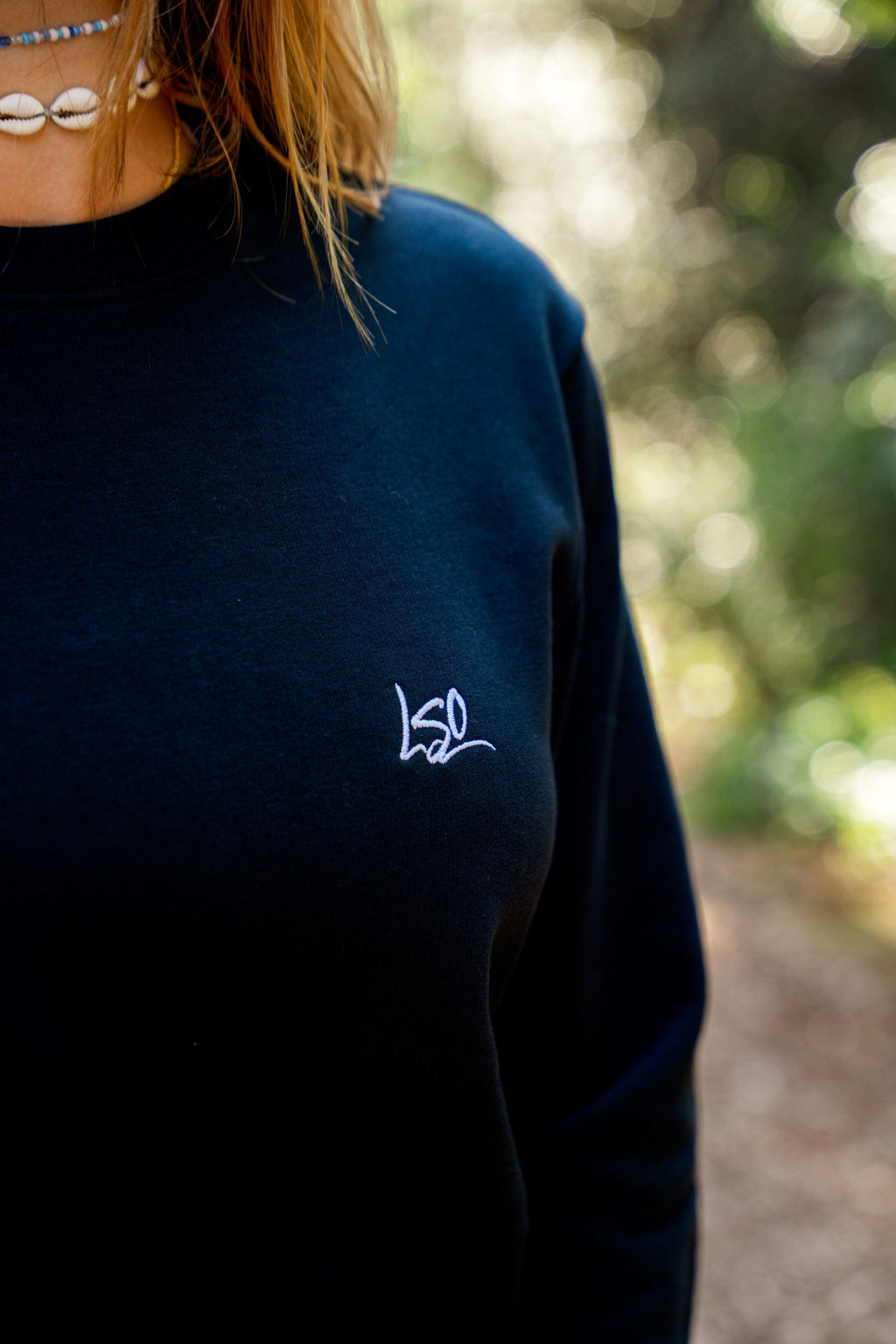 Sweat-shirt col rond surfeur mixte noir
