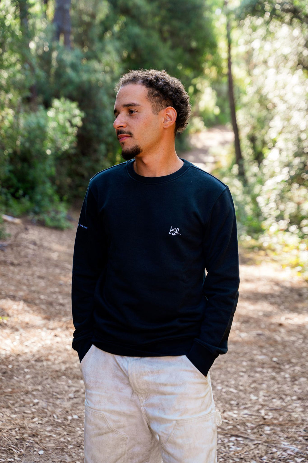 Sweat-shirt col rond surfeur mixte noir