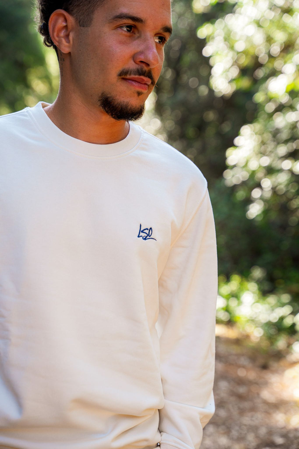 Sweat shirt col rond mixte pendule ivoire