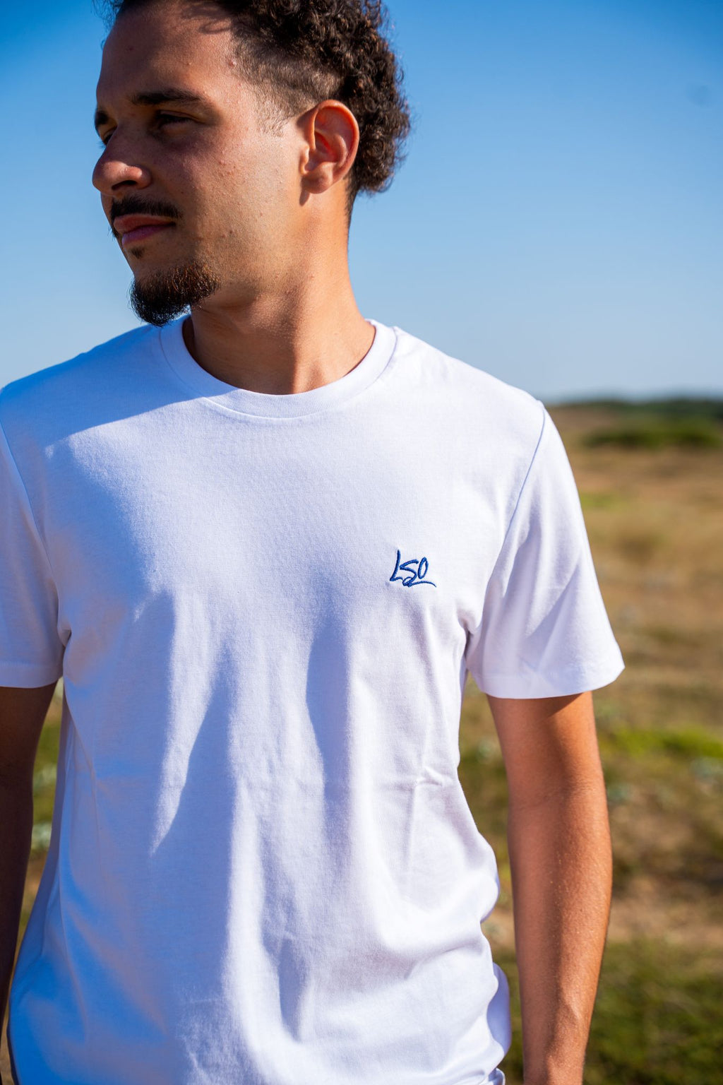 T-Shirt col rond mixte surfeur blanc