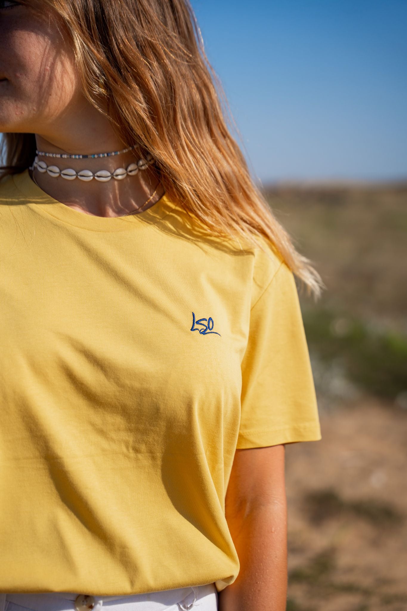 T-Shirt col rond mixte pendule sun yellow