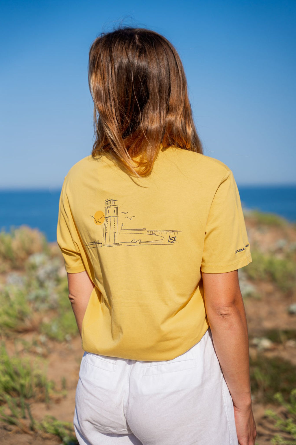 T-Shirt col rond mixte pendule sun yellow