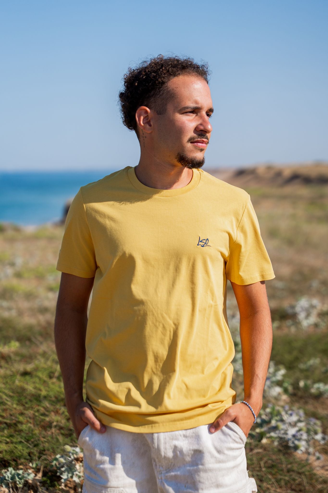 T-Shirt col rond mixte pendule sun yellow