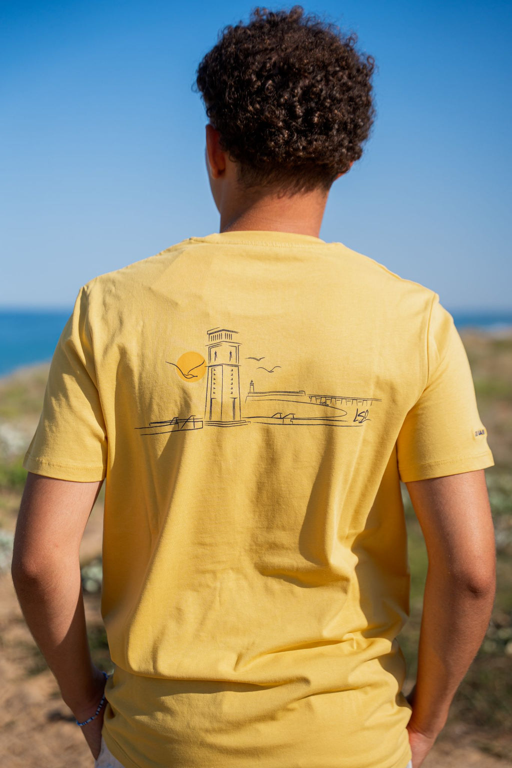 T-Shirt col rond mixte pendule sun yellow