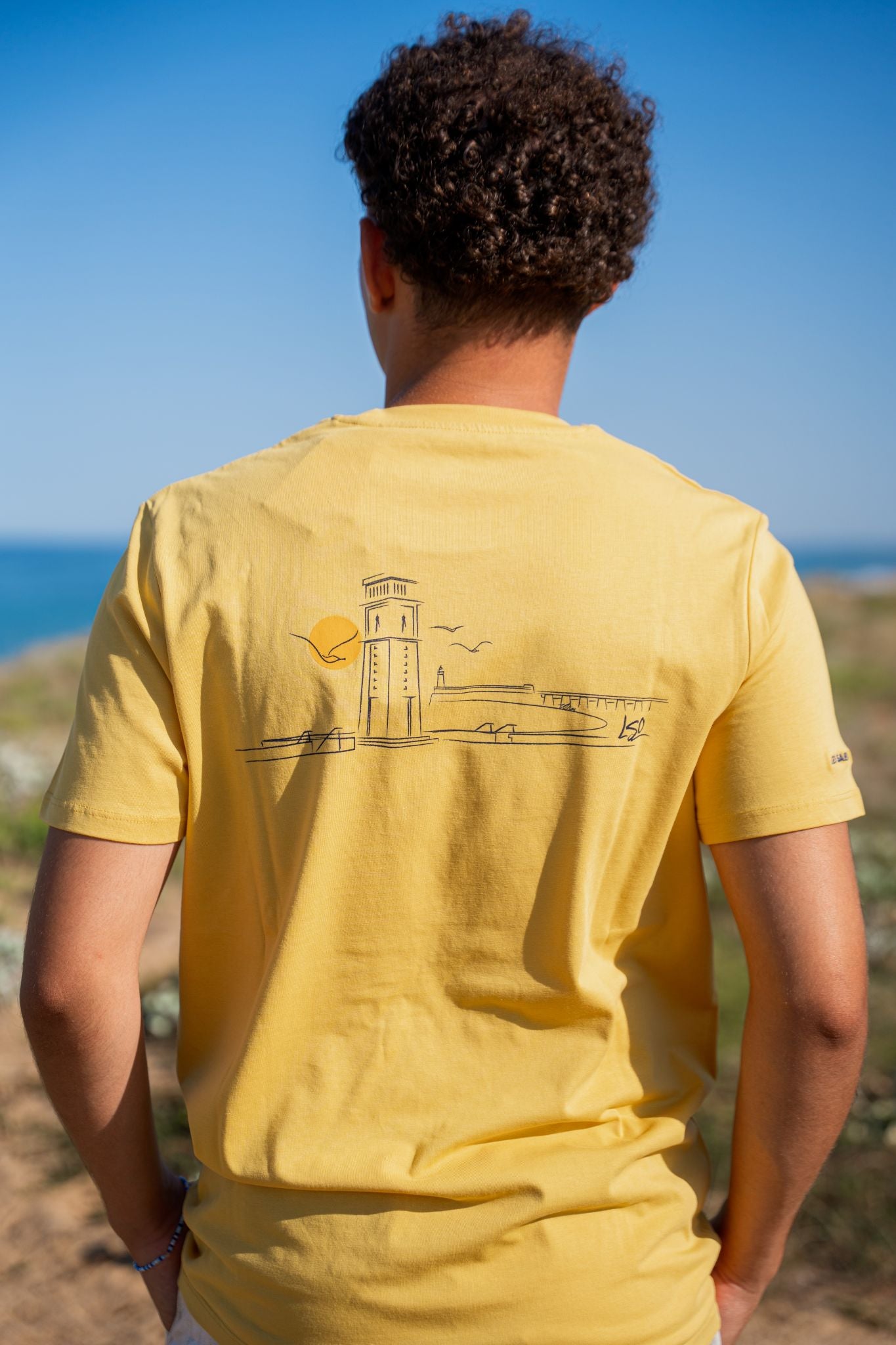 T-Shirt col rond mixte pendule sun yellow