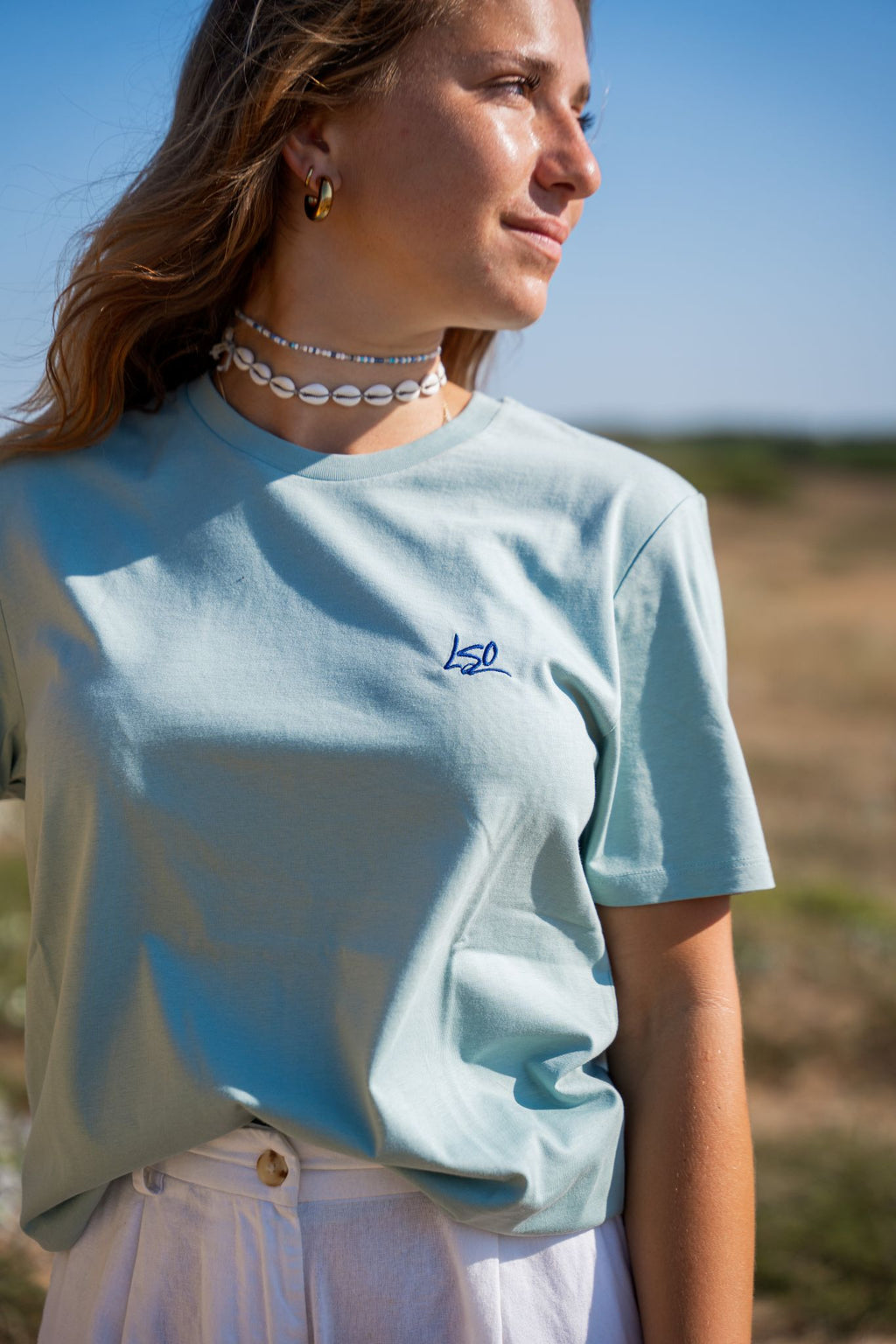 T-Shirt col rond mixte surfeur jade green