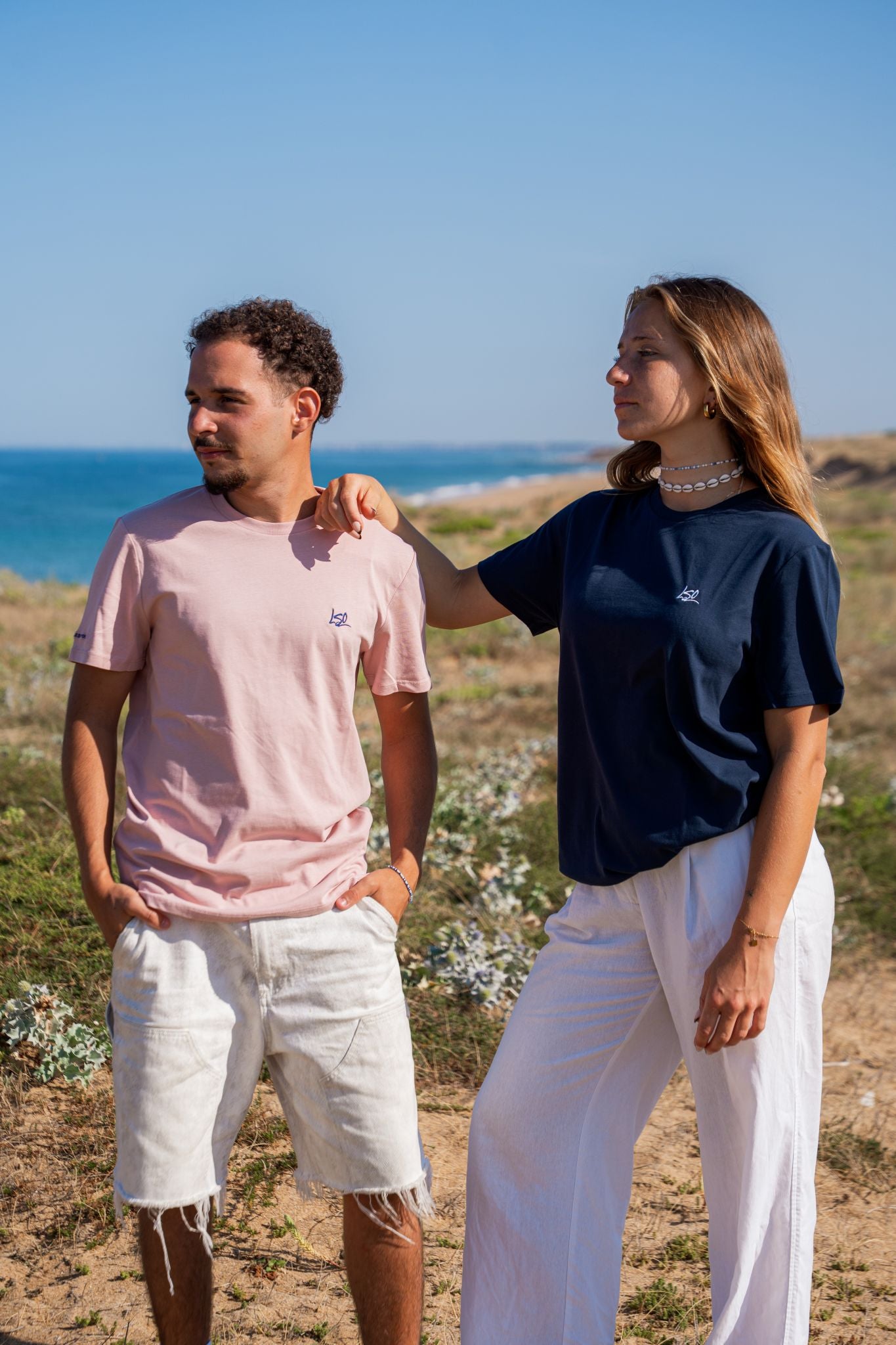 T-Shirt col rond mixte pendule bleu marine