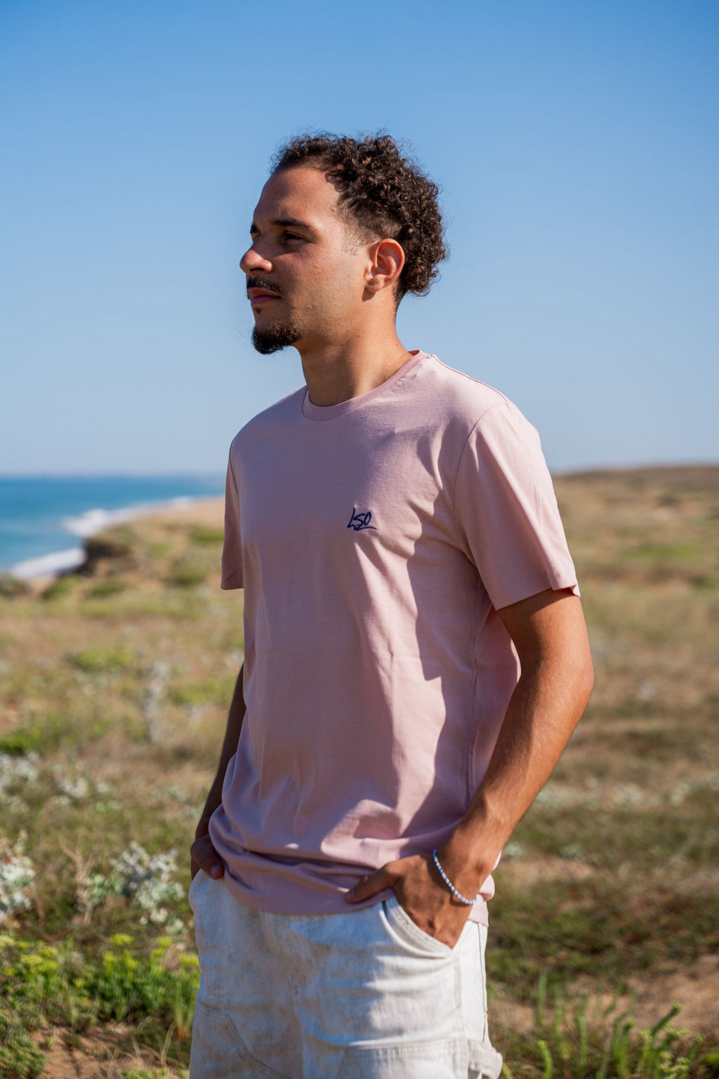 T-Shirt col rond mixte pendule rose